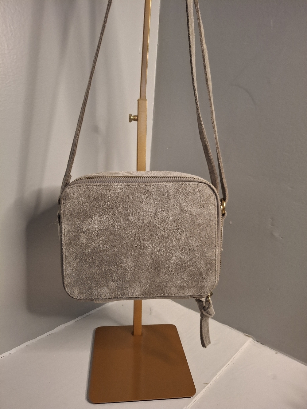 Margot New York Suede Gray Crossbody Bag EUC - Picture 2 of 4